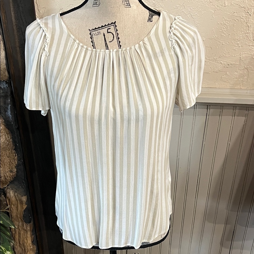 LC Lauren Conrad Ivory Striped Blouse